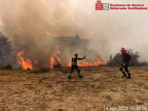 Bomberos de Navarra advierten de la magnitud del incendio de Peñas de Riglos