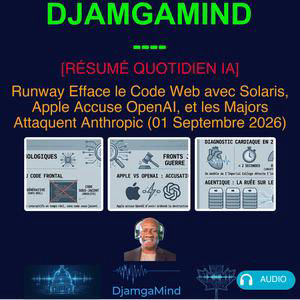 [RÉSUMÉ QUOTIDIEN IA] Runway Efface le Code Web avec Solaris, Apple Accuse OpenAI, et les Majors Attaquent Anthropic (01 Septembre 2026)