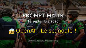 ⚠️ ChatGPT HACKÉ, OpenAI ACCUSÉ ! Cyber-Alerte MAX ! | Prompt Matin - 19 septembre 2026